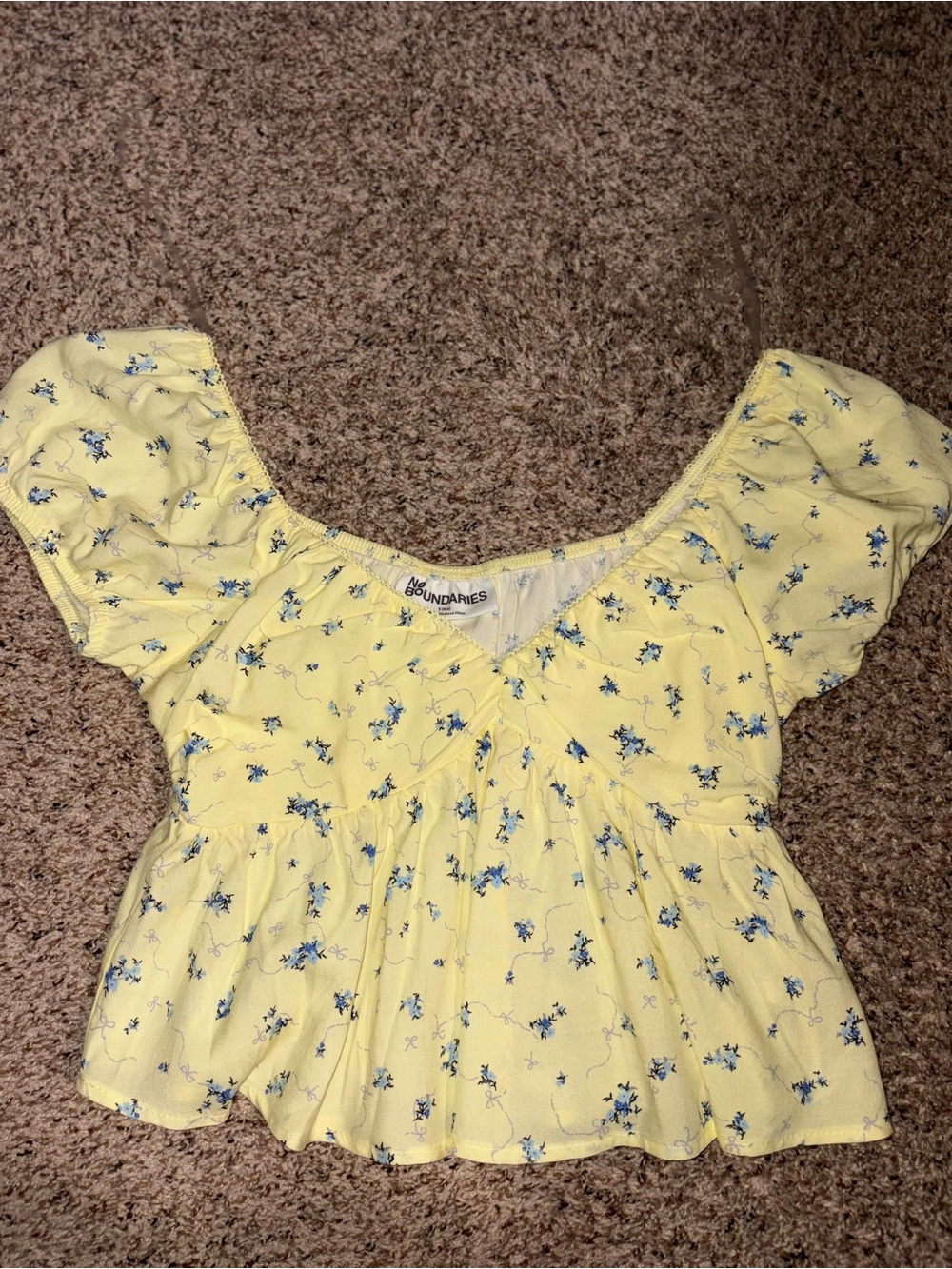 No Boundaries Yellow Floral Peplum Top